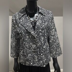 Rafaella Studio black & white mod blouse jacket petite XL pxl